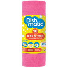 Універсальні рушники для прибирання Dishmatic Tear N Wipe рожеві, 10 шт 
